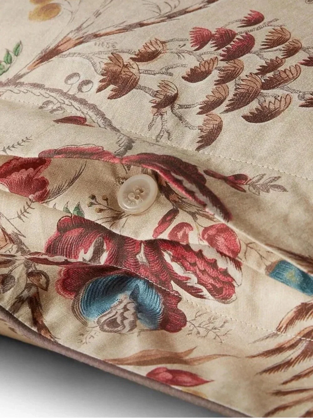 RALPH LAUREN Maren Set Of 2 King Cotton Pillow Shams Natural Tropical Print $370